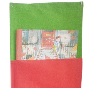 Askılı Kumaş Kitaplık Yeşil-Turuncu